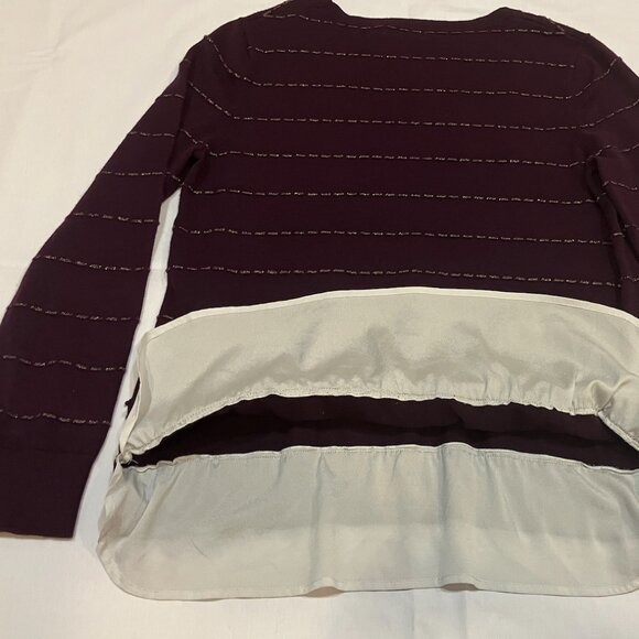 Calvin Klein Women Knit Sweater Striped Purple/Gold Size M - Picture 5 of 6